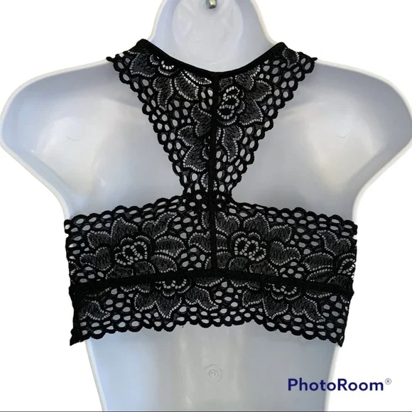 Aerie Women’s Black Racerback Eyelet Bralette - Picture 3 of 6